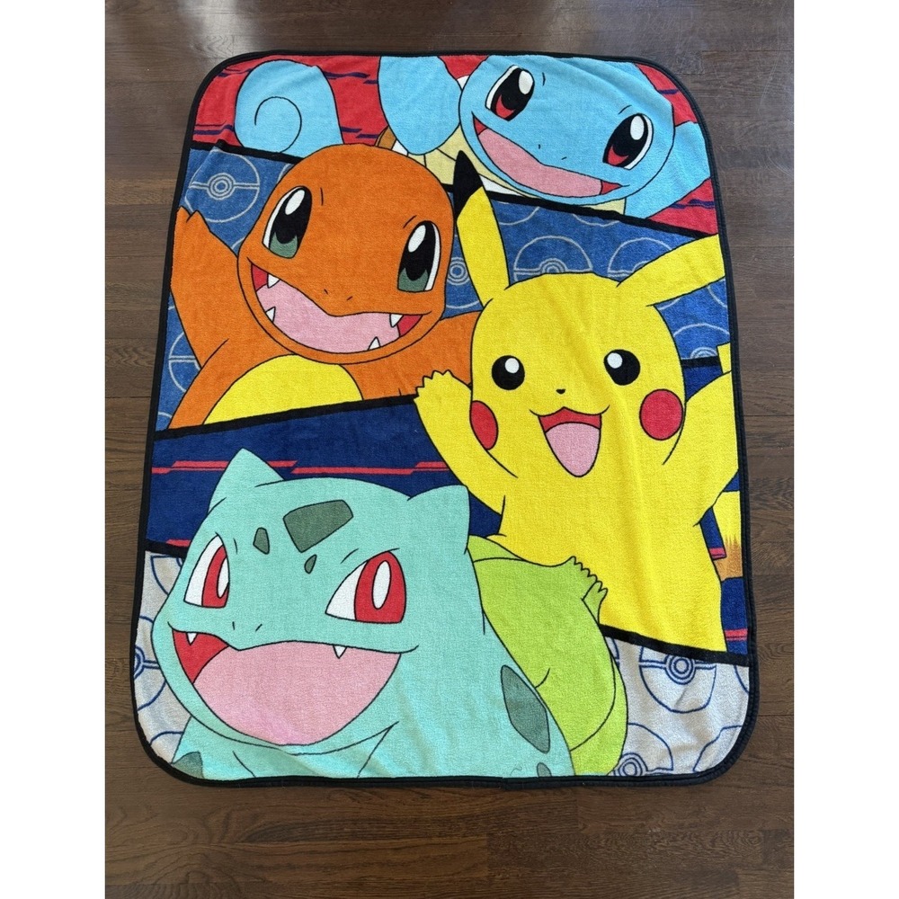 Pokémon Pikachu Charmander Squirtle Bulbasaur‎ Fleece Blanket Throw 44x56